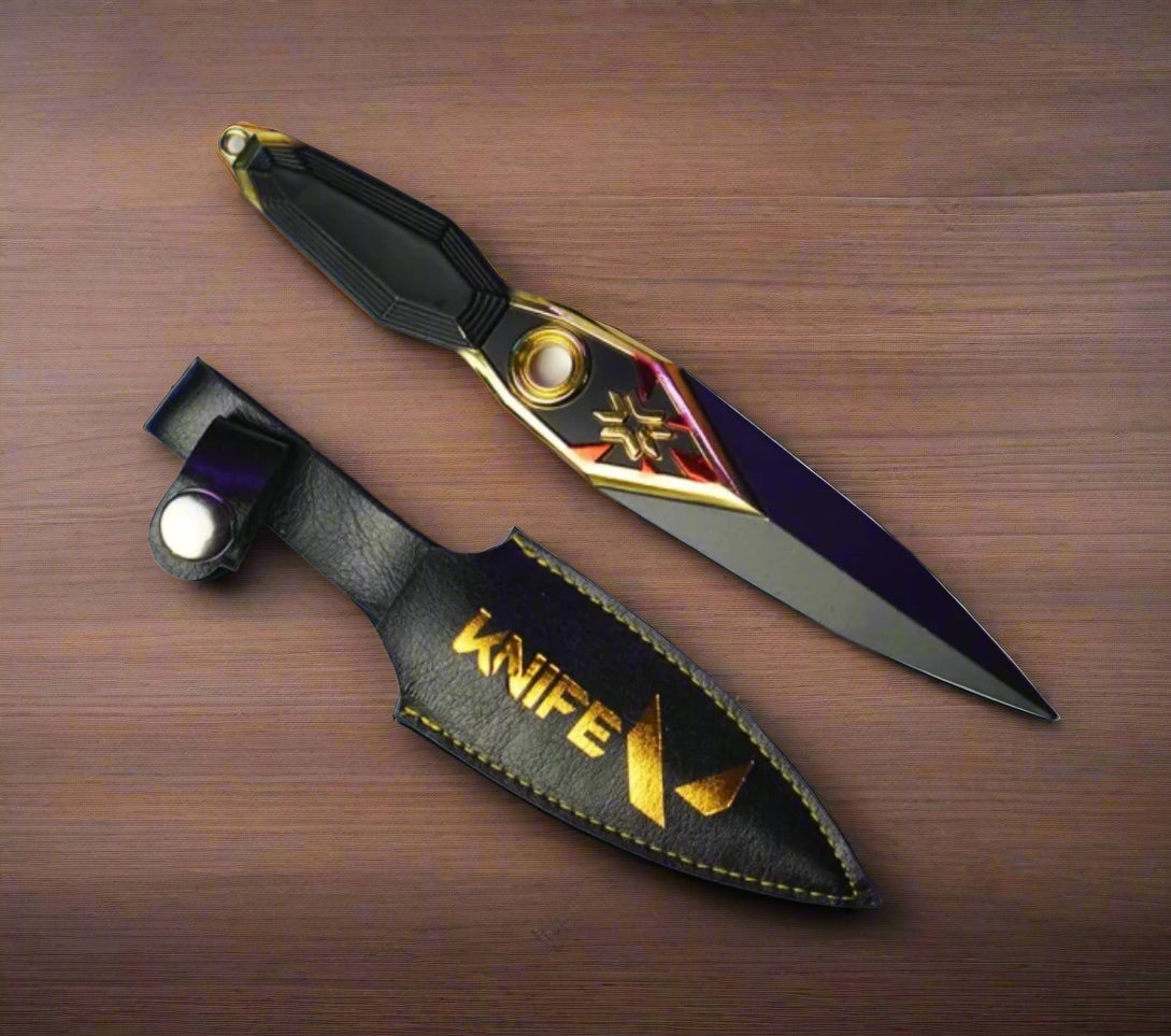 Valorant Champions Kunai Blunt, Full Metal Replica Big Size 22cm with Leather Pouch