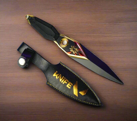 Valorant Champions Kunai Blunt, Full Metal Replica Big Size 22cm with Leather Pouch